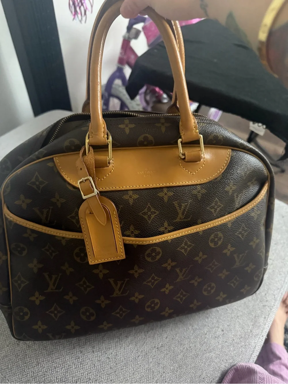 Louis Vuitton Brown Monogram Duffel with Tan Leather Trim